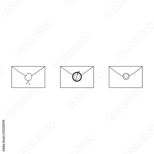 Envelopes. Black and white envelopes icon.
