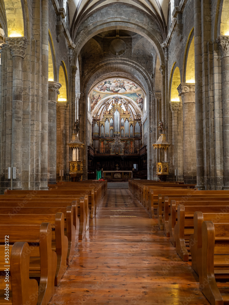 inside the romanesque cathedral of Jaca, Huesca, Aragon, Spain
