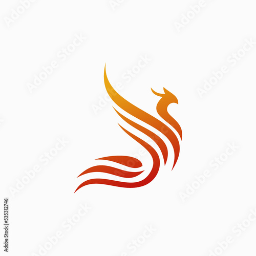 Phoenix Logo flying bird design vector template