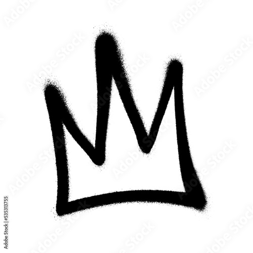 Sprayed crown with overspray in black over white. Vector illustration.