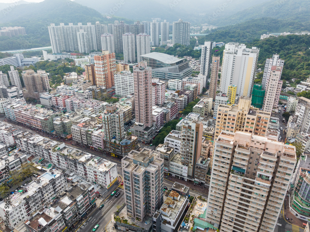 Fototapeta premium Top view of Hong Kong residential district