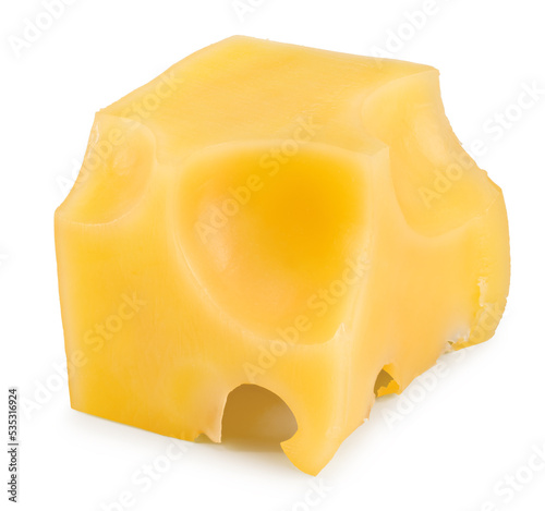 cheese slices isolated on white background. Clipping path and full depth of field