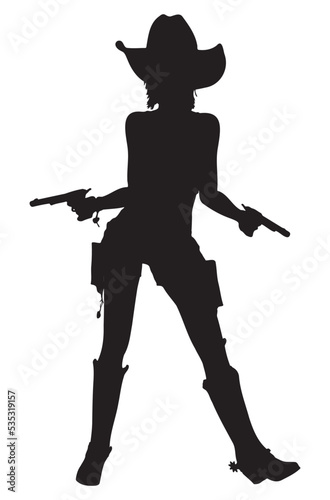 Girl with revolvers silhouette