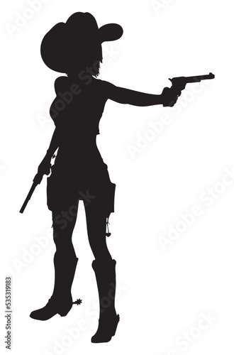 Girl with revolvers silhouette