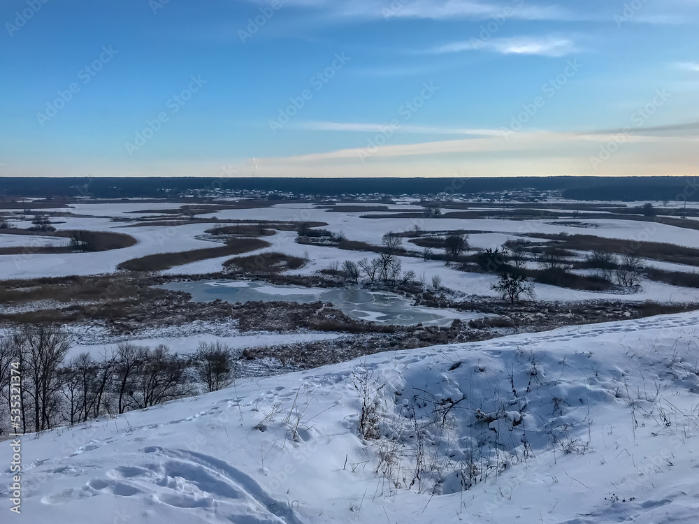 frozen river in winter