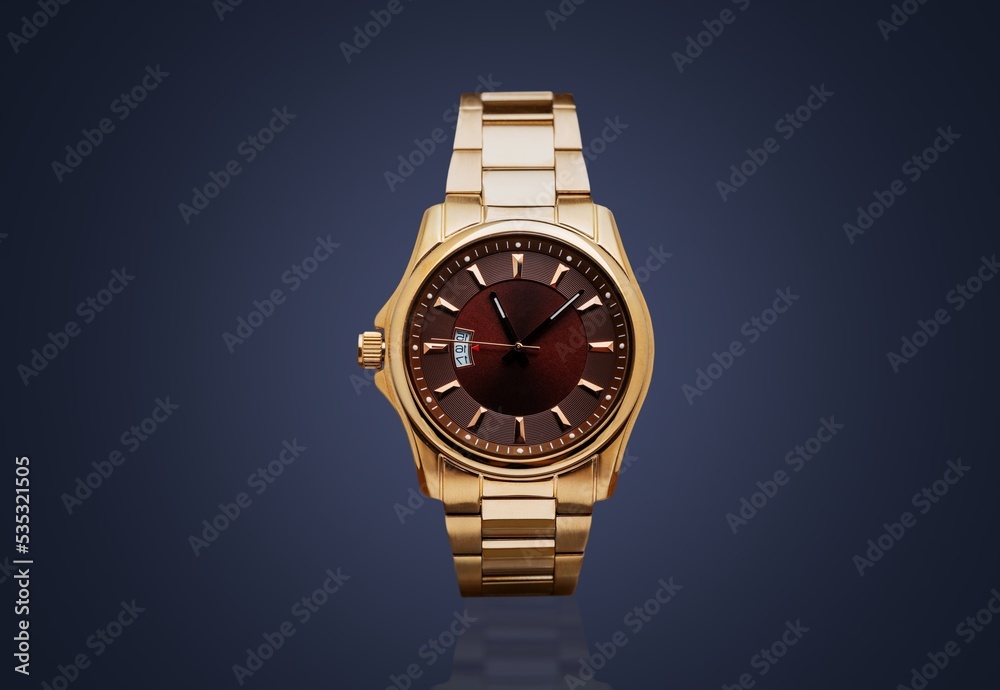 Luxury watch concept. Gold watch. Women watch. Female watch.