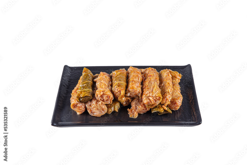 Lahana Sarma, Turkish traditional food,a boiled cabbage leaf that is formed into a roll with a stuffing of rice Lahana Sarma, Turkish traditional food,a boiled cabbage leaf that is formed into a roll with a stuffing of rice