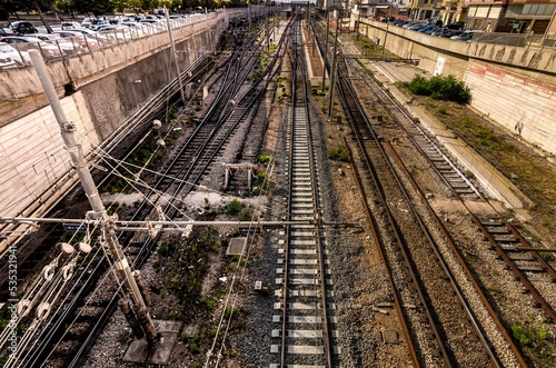 View of an urban area with railway