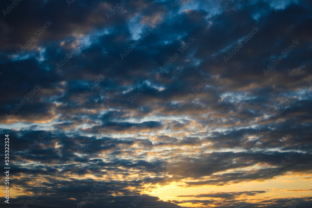 the blue  sky clouds background sunset