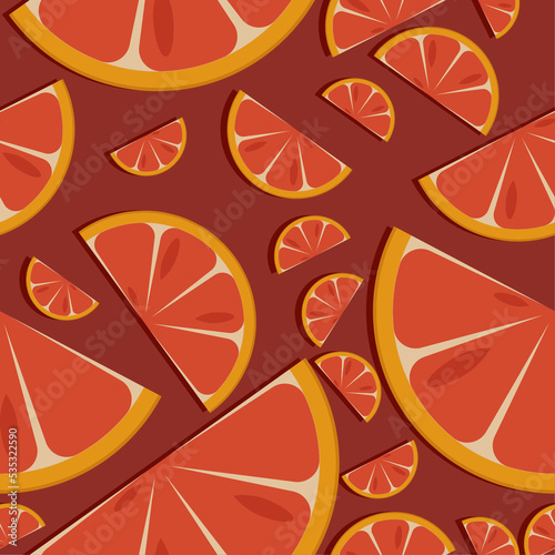 Seamless background with red orange slices.