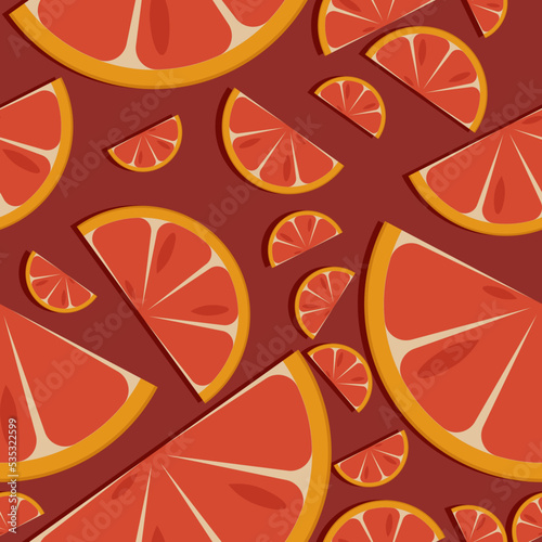Seamless background with red orange slices.