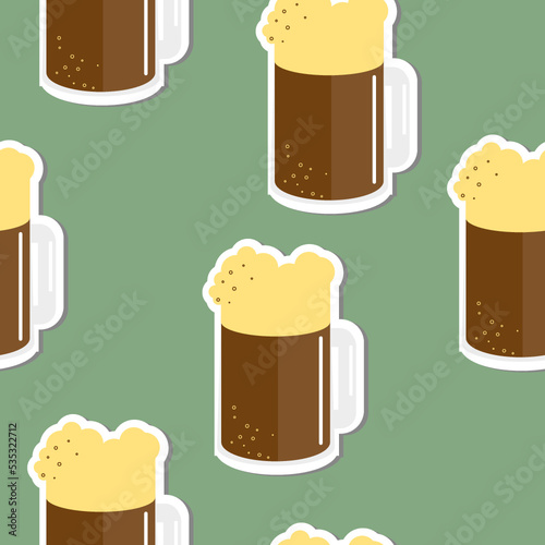 Background with the image of a mug of beer. Original background with mugs of beer, seamless lines.