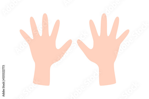 Kids hands. Palm hand. Template.Vector illustration. Isolated on white background.