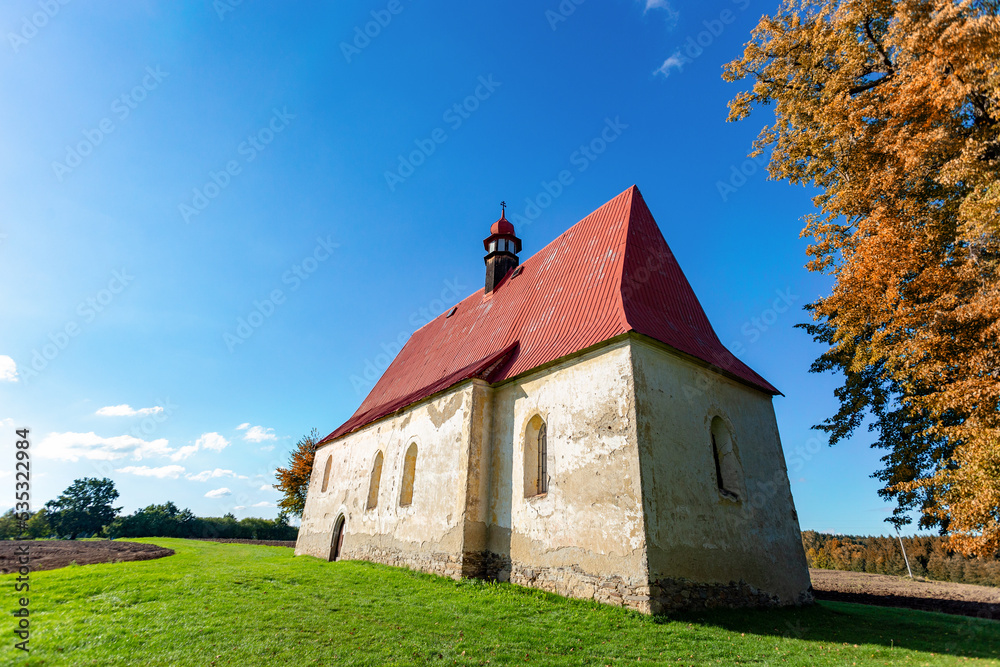 Old church in the autumn field. Dobronice u Bechyne, Czech republic. Old church in the autumn field. Dobronice u Bechyne, Czech republic.