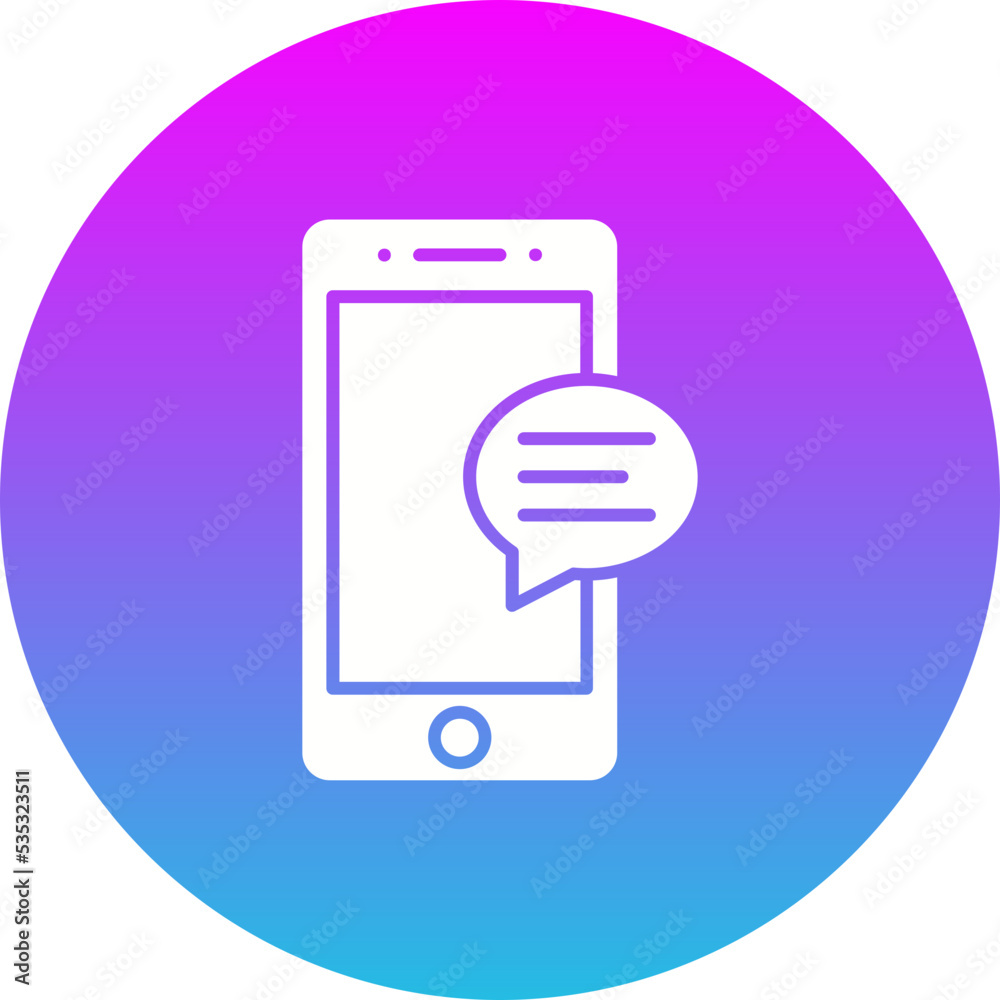 Phone Message Gradient Circle Glyph Inverted Icon Phone Message Gradient Circle Glyph Inverted Icon
