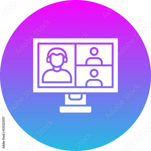 Video Conference Gradient Circle Glyph Inverted Icon