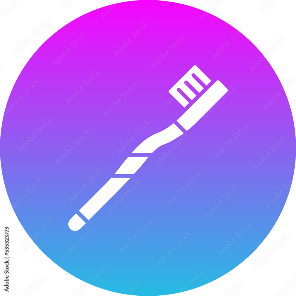 Toothbrush Gradient Circle Glyph Inverted Icon