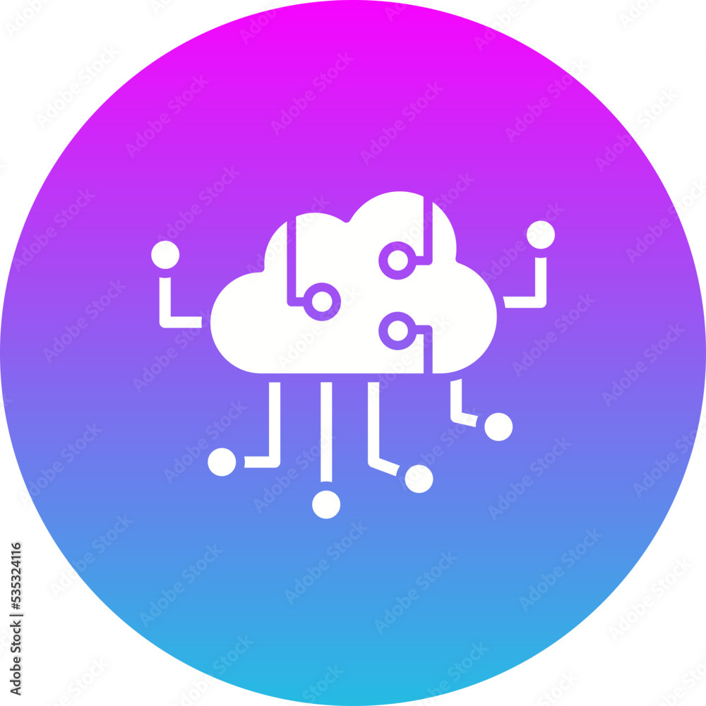 Cloud Computing Gradient Circle Glyph Inverted Icon
