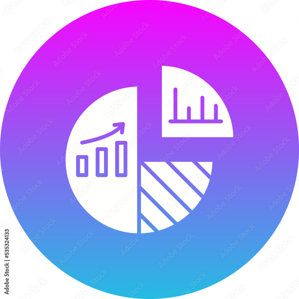 Pie Chart Gradient Circle Glyph Inverted Icon
