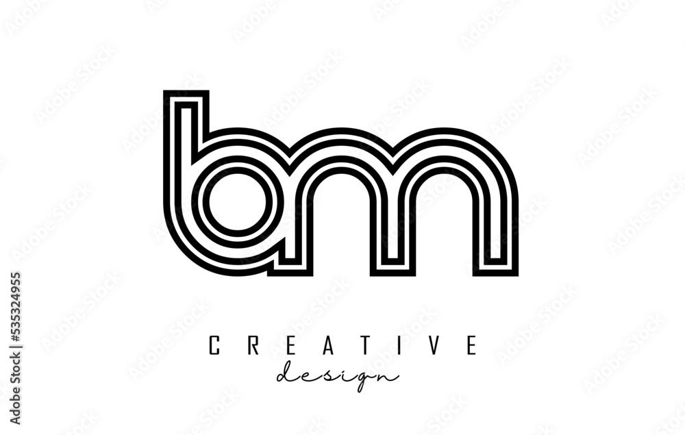 Outline Letters bm b m logo with a minimalist design. Letters with elegant, simple and two letters design. Outline Letters bm b m logo with a minimalist design. Letters with elegant, simple and two letters design.