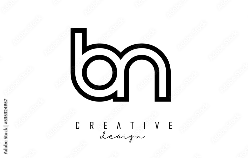 Outline Letters bn b n logo with a minimalist design. Letters with elegant, simple and two letters design. Outline Letters bn b n logo with a minimalist design. Letters with elegant, simple and two letters design.