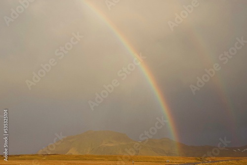 Double rainbow above the mountains