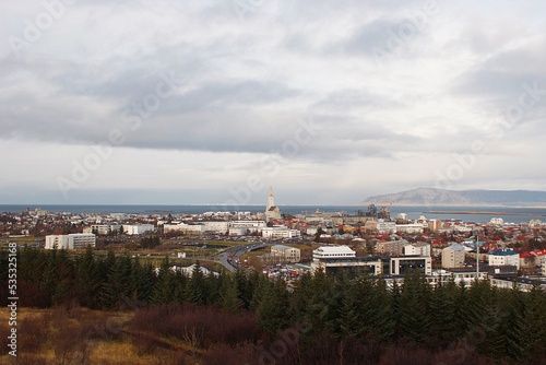 Reykjavik cityscape view from above