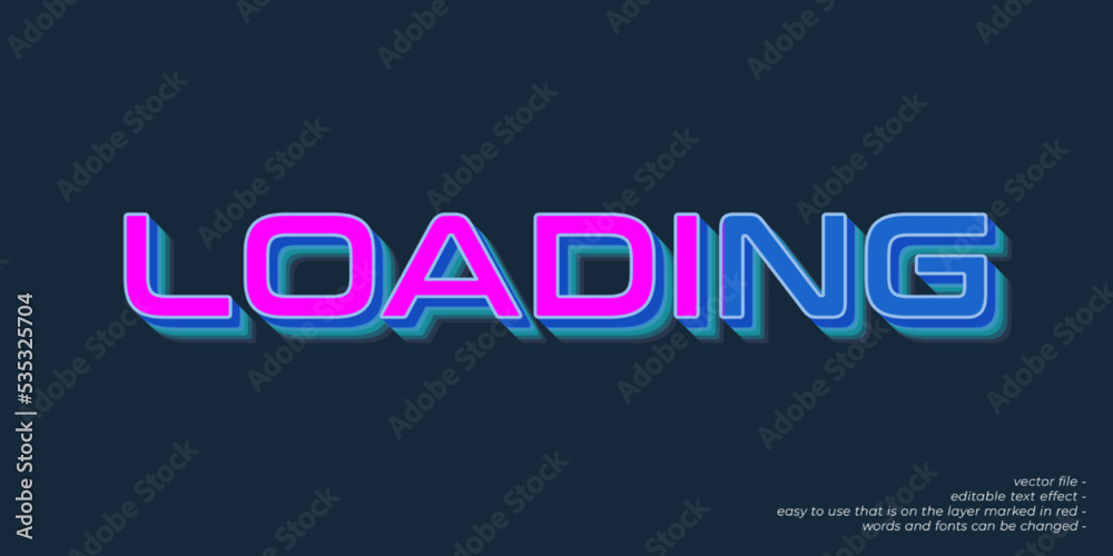 Loading editable text with 3d style vector illustration