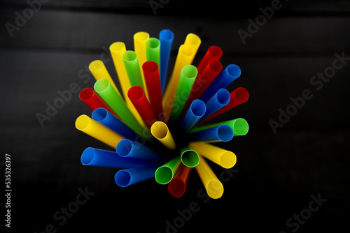 colorful plastic straws photo