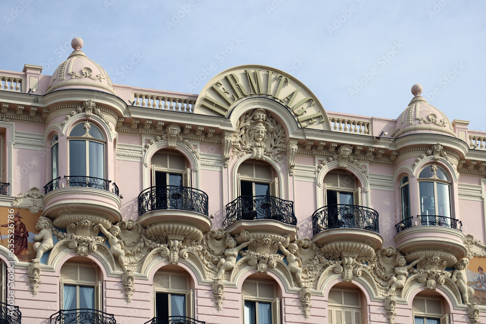 Monaco, Monaco - 02.10.2022: Beautiful facades of the Principality of Monaco