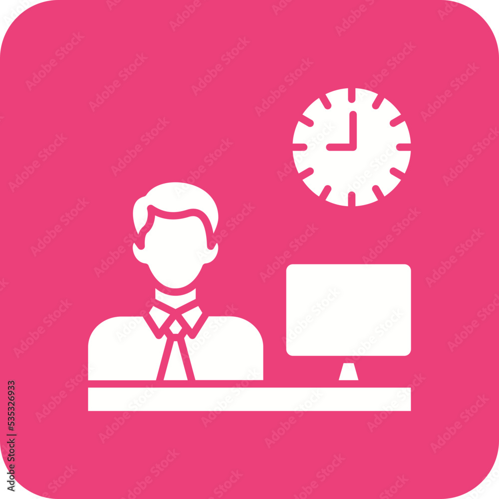 Working Hours Multicolor Round Corner Glyph Inverted Icon