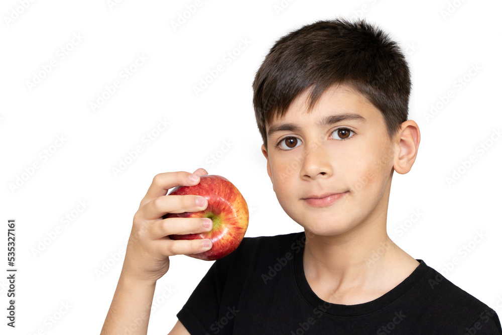 Photo of adorable young happy boy looking at camera.Isolated on the white background. Boy smiles and Boy apples showing. Portrait of cute little kid holding an apple. Photo of adorable young happy boy looking at camera.Isolated on the white background. Boy smiles and Boy apples showing. Portrait of cute little kid holding an apple.