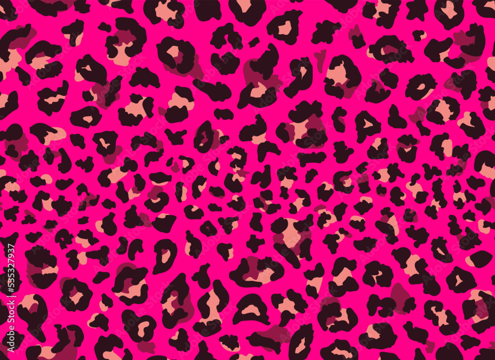 Seamless jaguar fur pattern. Fashionable wild color leopard print background. Modern panther animal fabric textile print design. Stylish vector color illustration