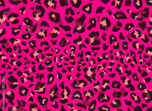 Seamless jaguar fur pattern. Fashionable wild color leopard print background. Modern panther animal fabric textile print design. Stylish vector color illustration