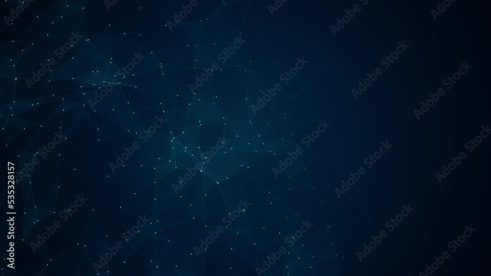 Motion graphic of Blue dot and line connection with polygonal technology on abstract background concept seamless loop video