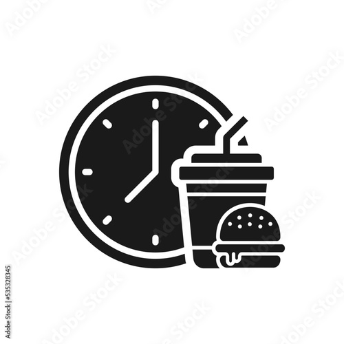 Lunchtime. Eat schedule icon flat style isolated on white background. Vector illustration