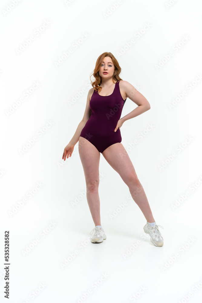 model size posing bodysuit on white background model size posing bodysuit on white background