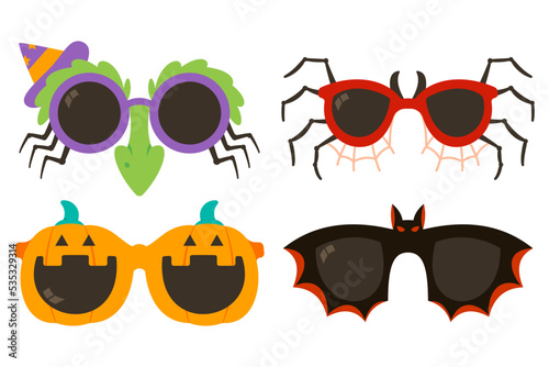 Halloween party glasses vector cartoon set isolated on a white background.