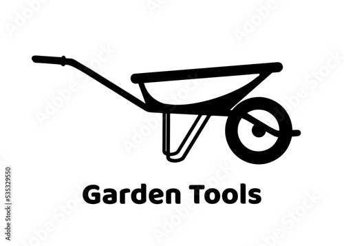 wheelbarrow garden cart icon in flat style