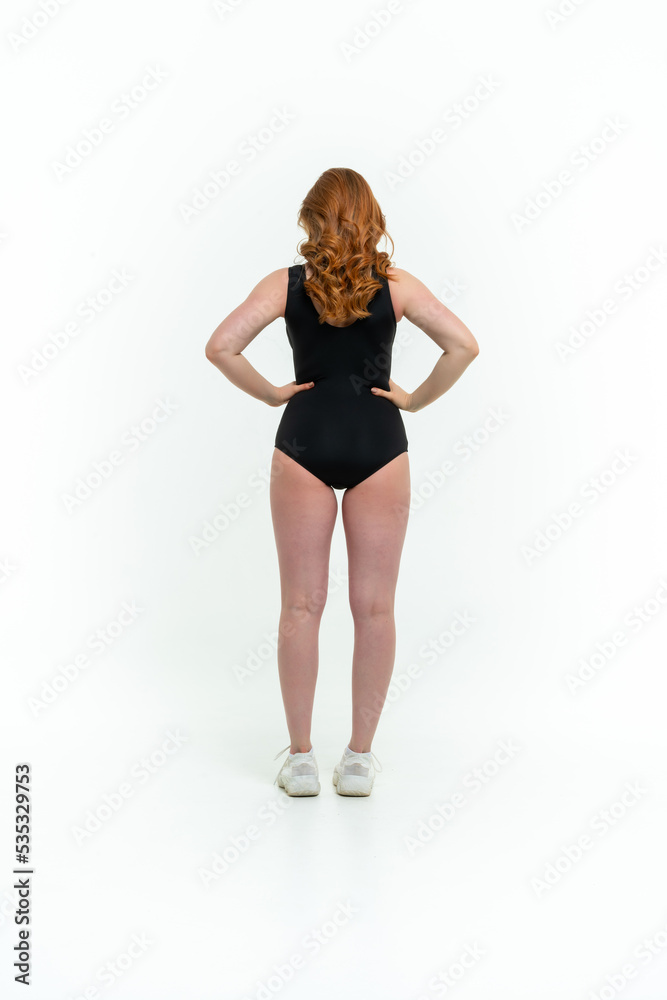 model size posing bodysuit on white background model size posing bodysuit on white background