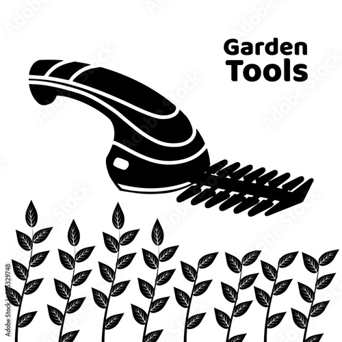 cordless garden shears for bushes icon vector in flat style