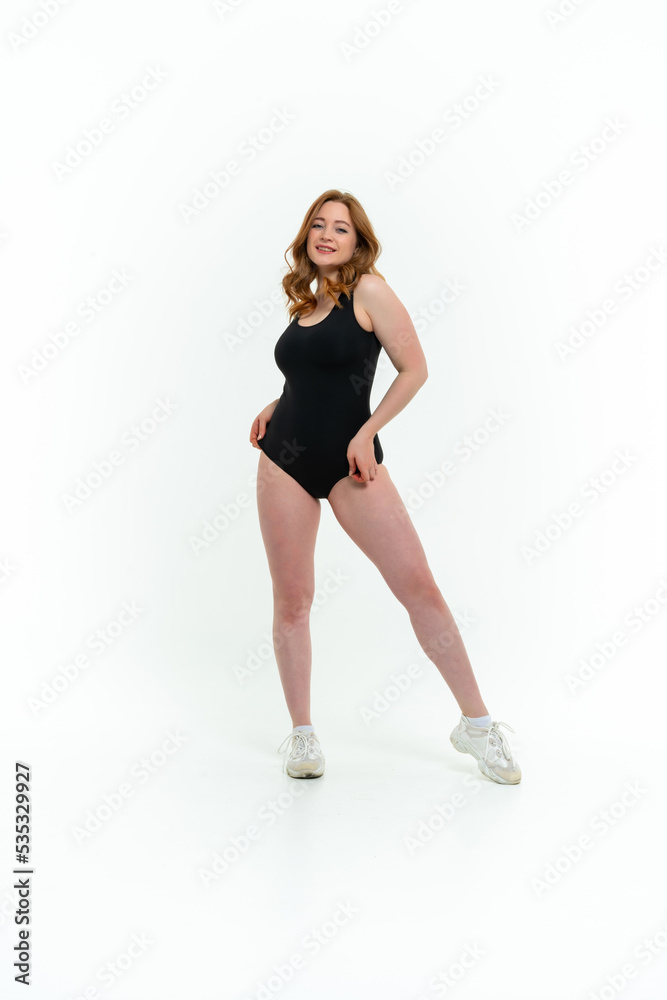 model size posing bodysuit on white background model size posing bodysuit on white background