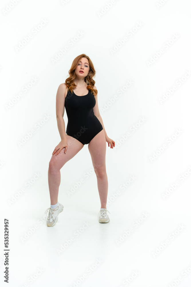 model size posing bodysuit on white background model size posing bodysuit on white background