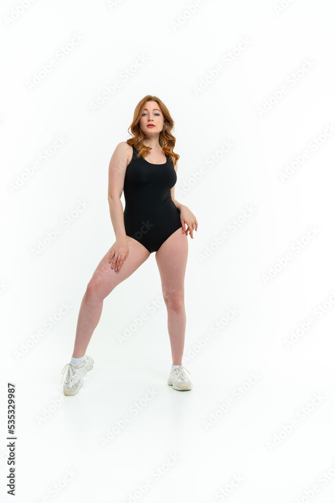 model size posing bodysuit on white background model size posing bodysuit on white background
