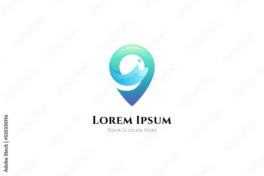 pin and water splash effect for travel business logo pin and water splash effect for travel business logo