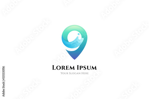 pin and water splash effect for travel business logo