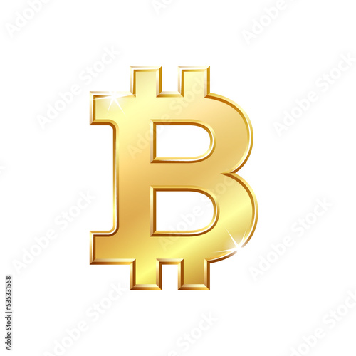 Bitcoin blockchain cryptocurrency golden icon. Open-source finance concept.