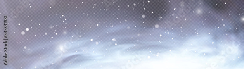 Snow blizzard, christmas winter background. Snowflakes flying isolated on transparent background.	
