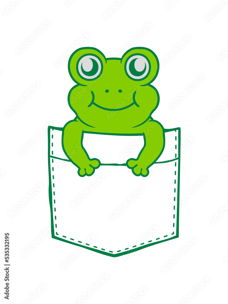 Naklejka premium Unterwegs Hemdtasche Frosch Comic