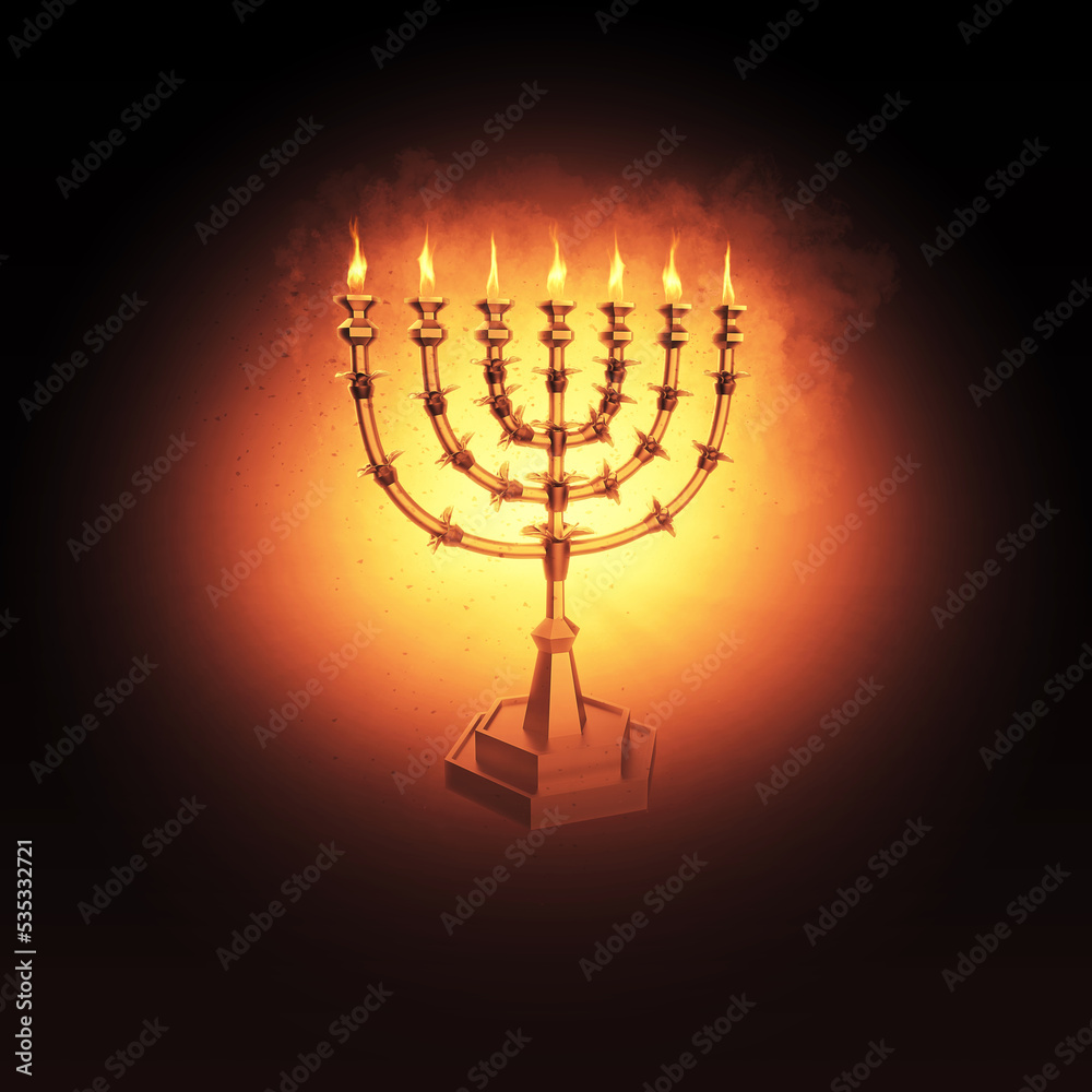 Seven Arms Menorah Candlestick Almond Blossom Flame Fire Tabernacle